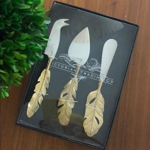 Gold Leaf Cheese Knife Trio